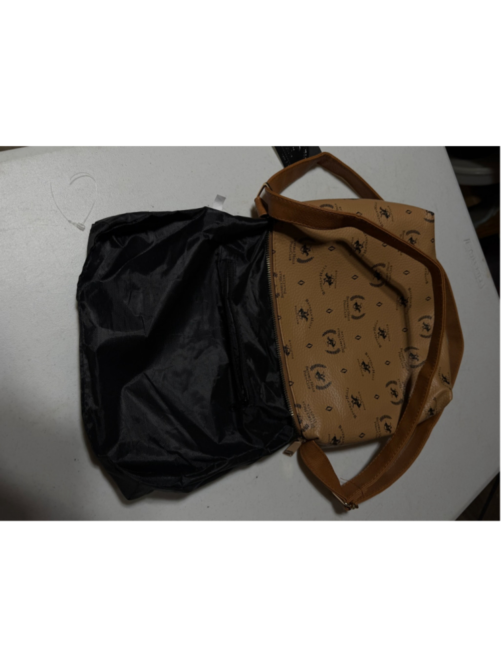 Beverly Hills Polo Club Tan Logo Crossbody Shoulder Bag - Picture 4 of 11